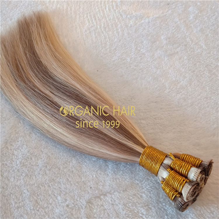 Costomized 3 color hand tied weft with remy huamn hair A96